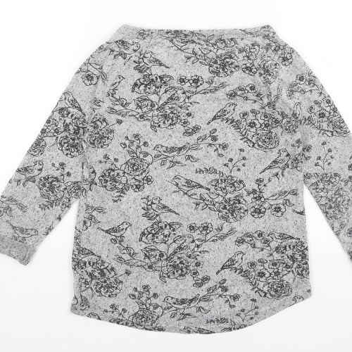 New Look Womens Grey Floral  Pullover Jumper Size 6
