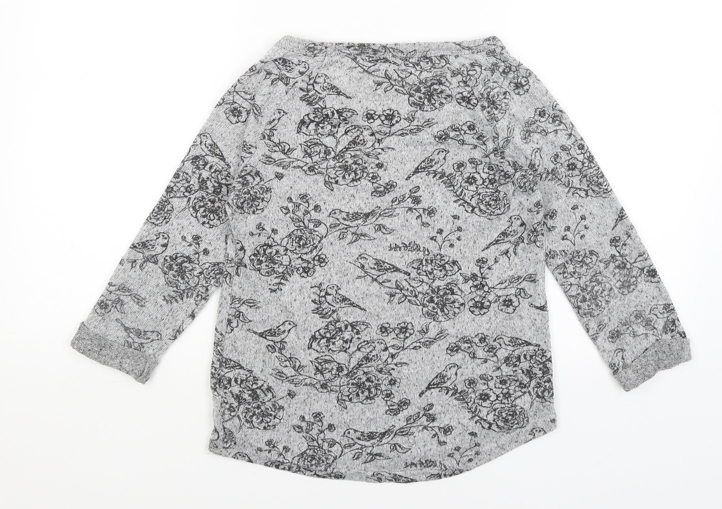 New Look Womens Grey Floral  Pullover Jumper Size 6