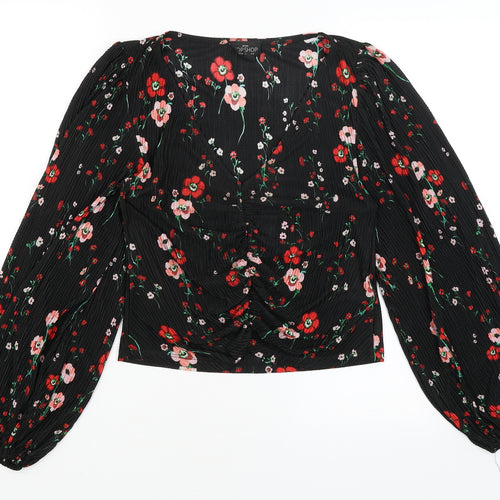 Topshop Womens Black Floral  Basic Blouse Size 8