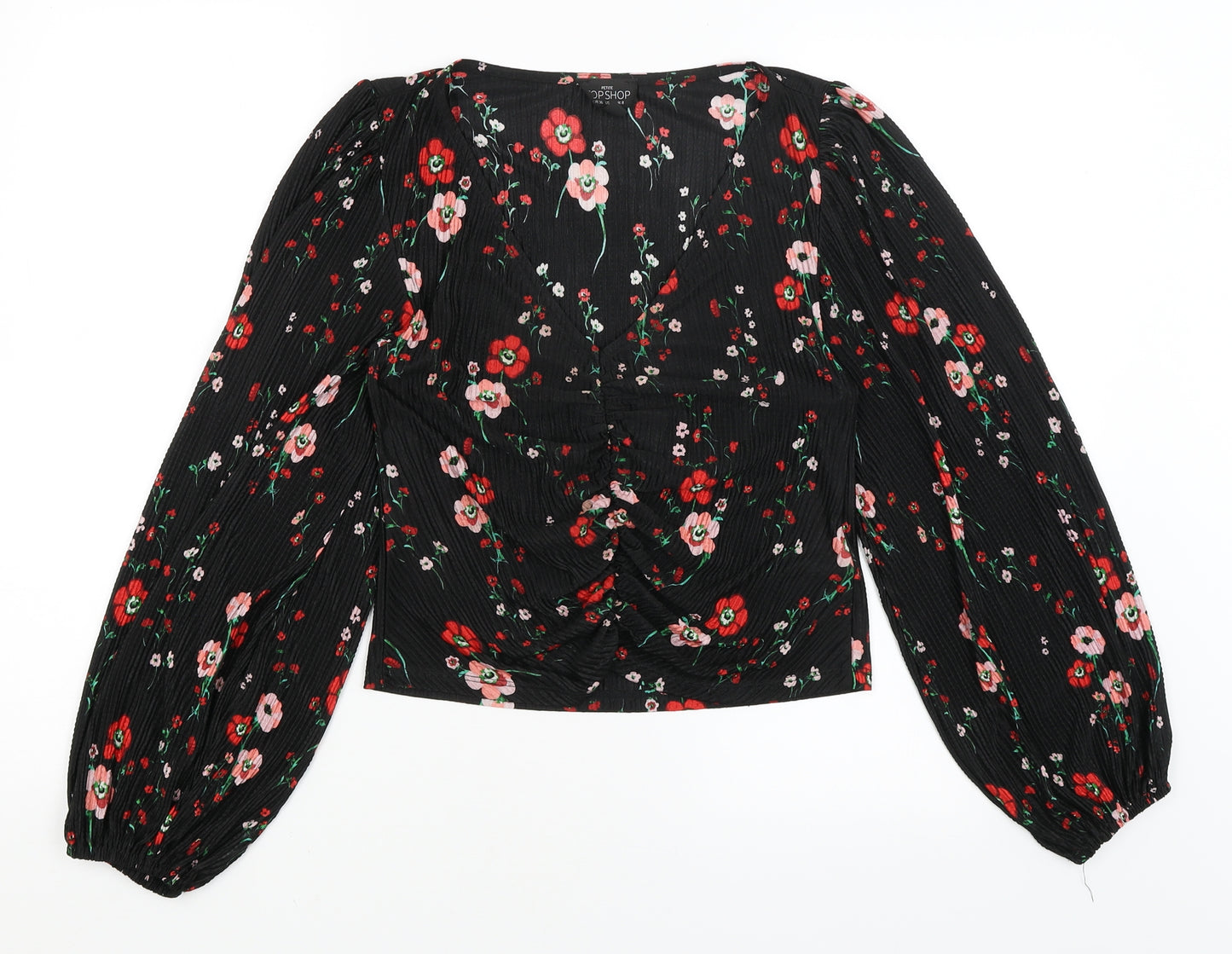 Topshop Womens Black Floral  Basic Blouse Size 8