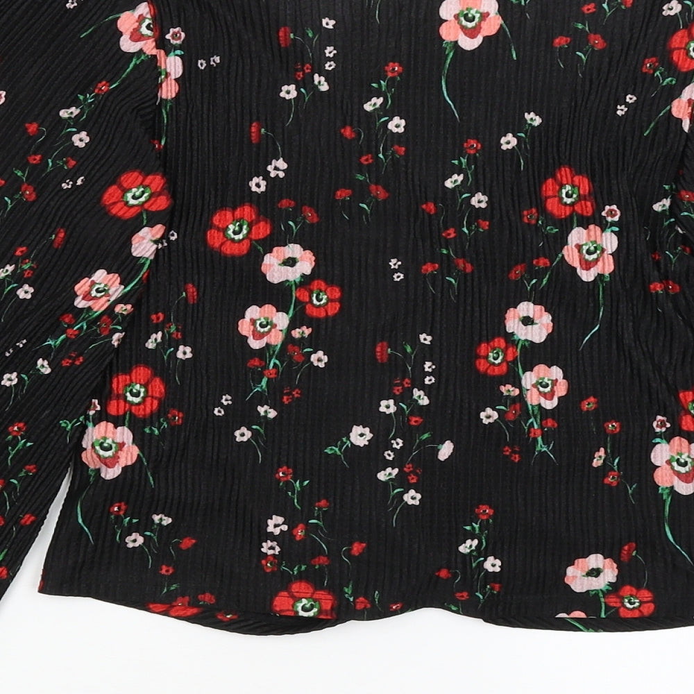 Topshop Womens Black Floral  Basic Blouse Size 8