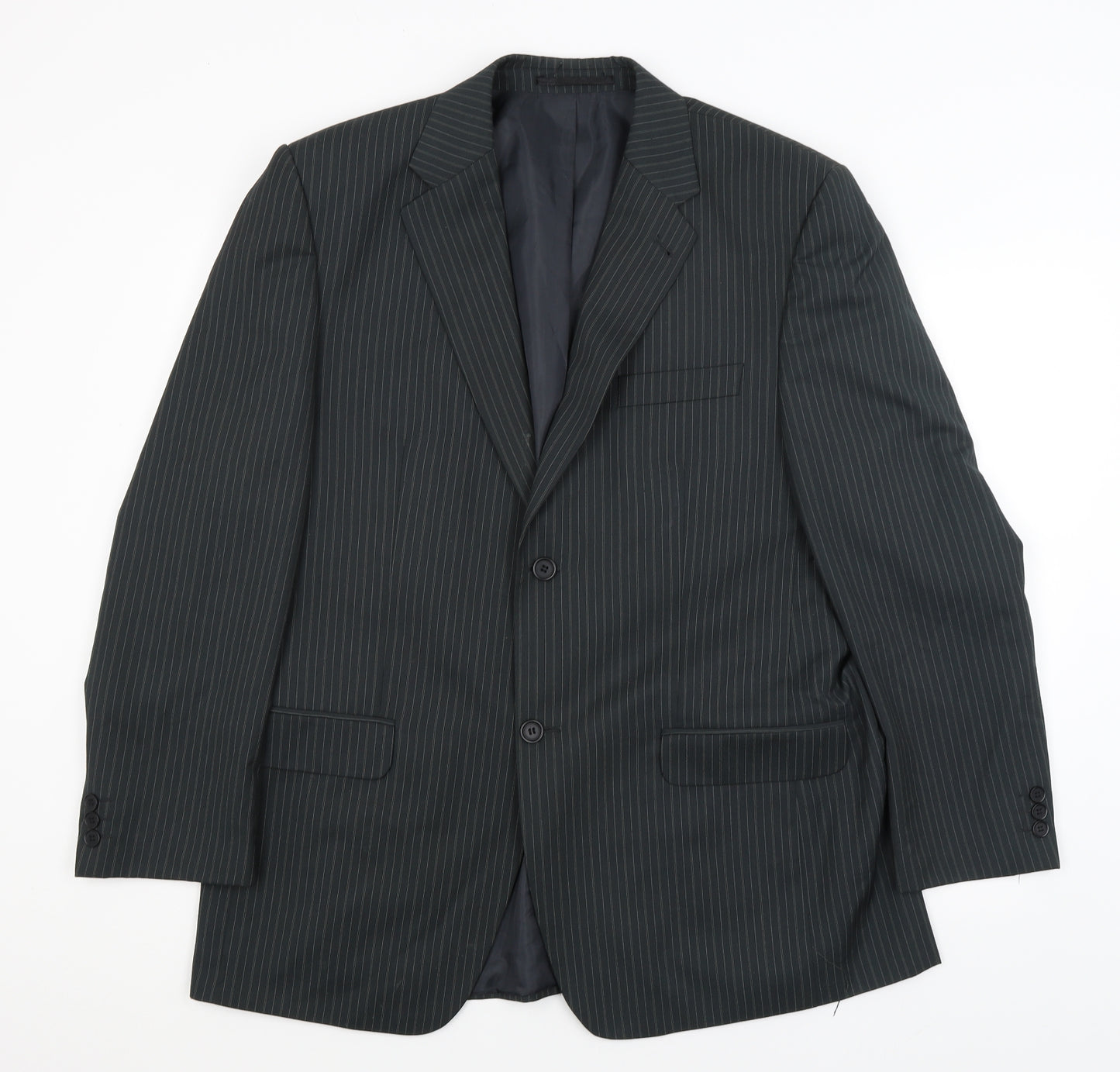 George Mens Green Striped  Jacket Blazer Size XL