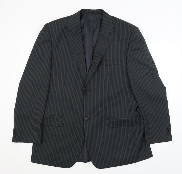 George Mens Green Striped  Jacket Blazer Size XL