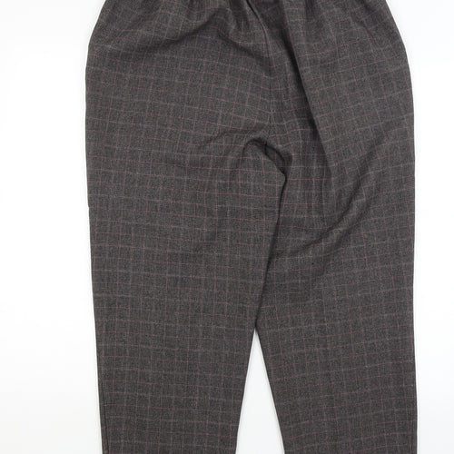 BM Womens Brown Check  Cropped Trousers Size 16 L23.5 in