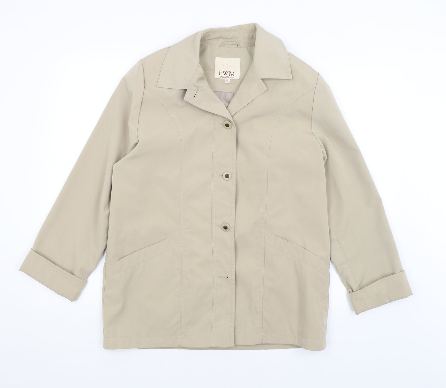 EWM Womens Beige   Overcoat Coat Size 12