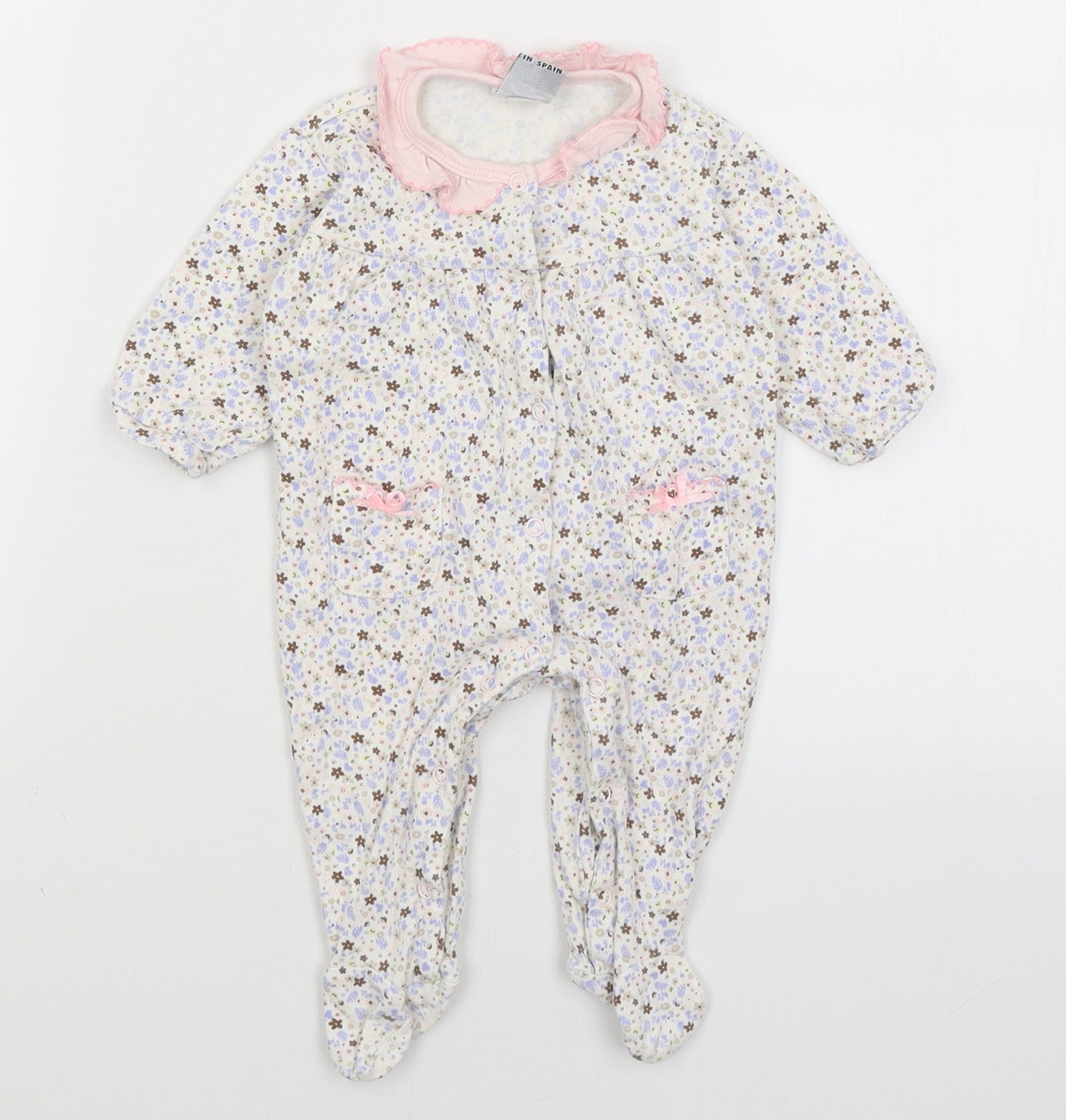 Charanga Baby White Floral  Romper One-Piece Size 3-6 Months