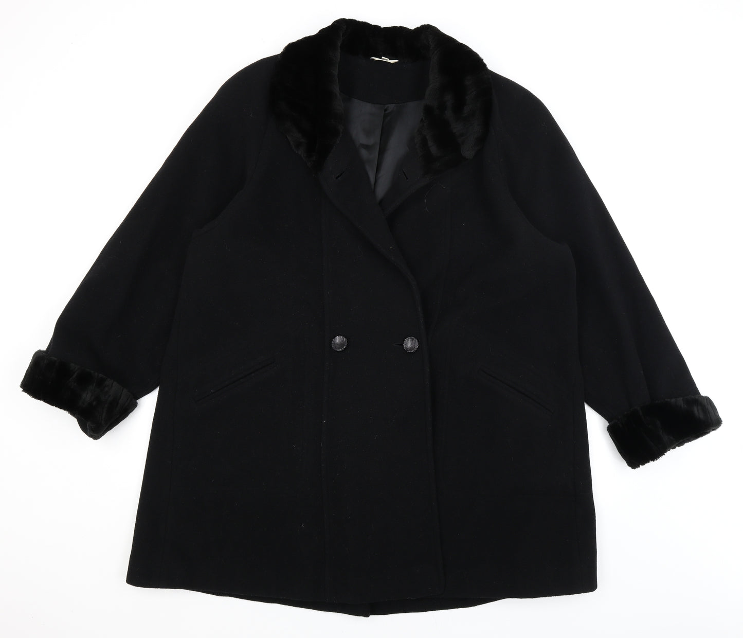 Klass Womens Black   Overcoat Coat Size 16