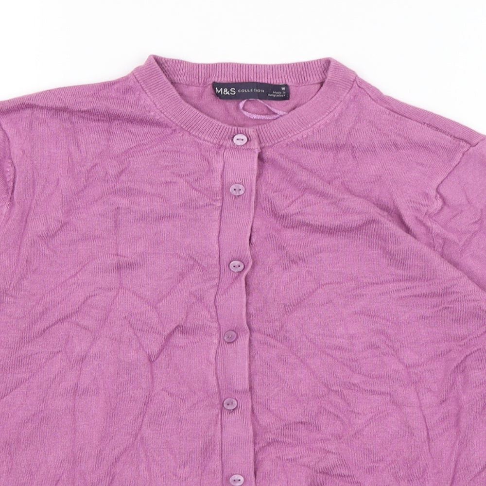M&S Womens Purple   Cardigan Jumper Size 10
