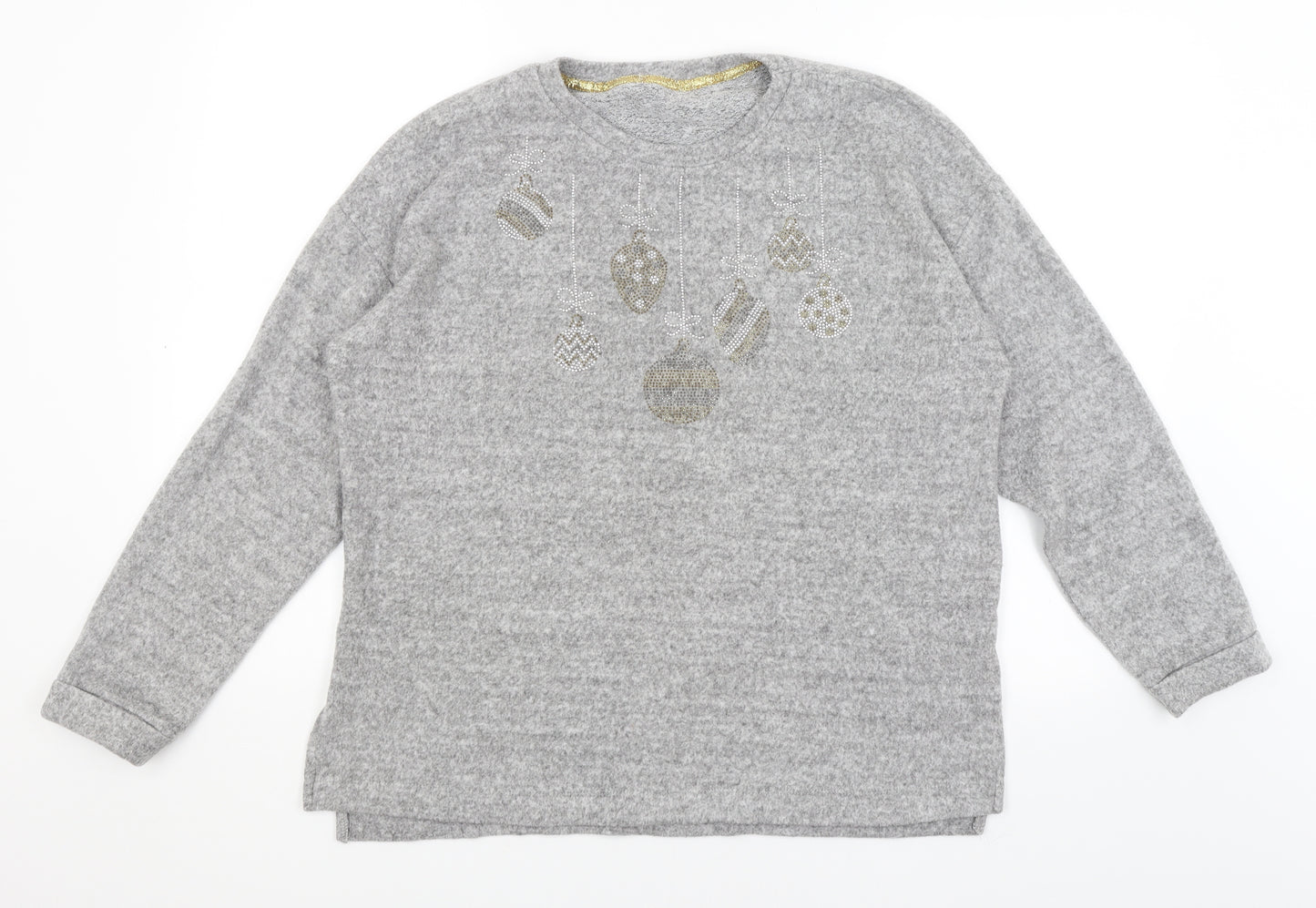 George Womens Grey   Pullover Jumper Size M  - Christmas Baubles