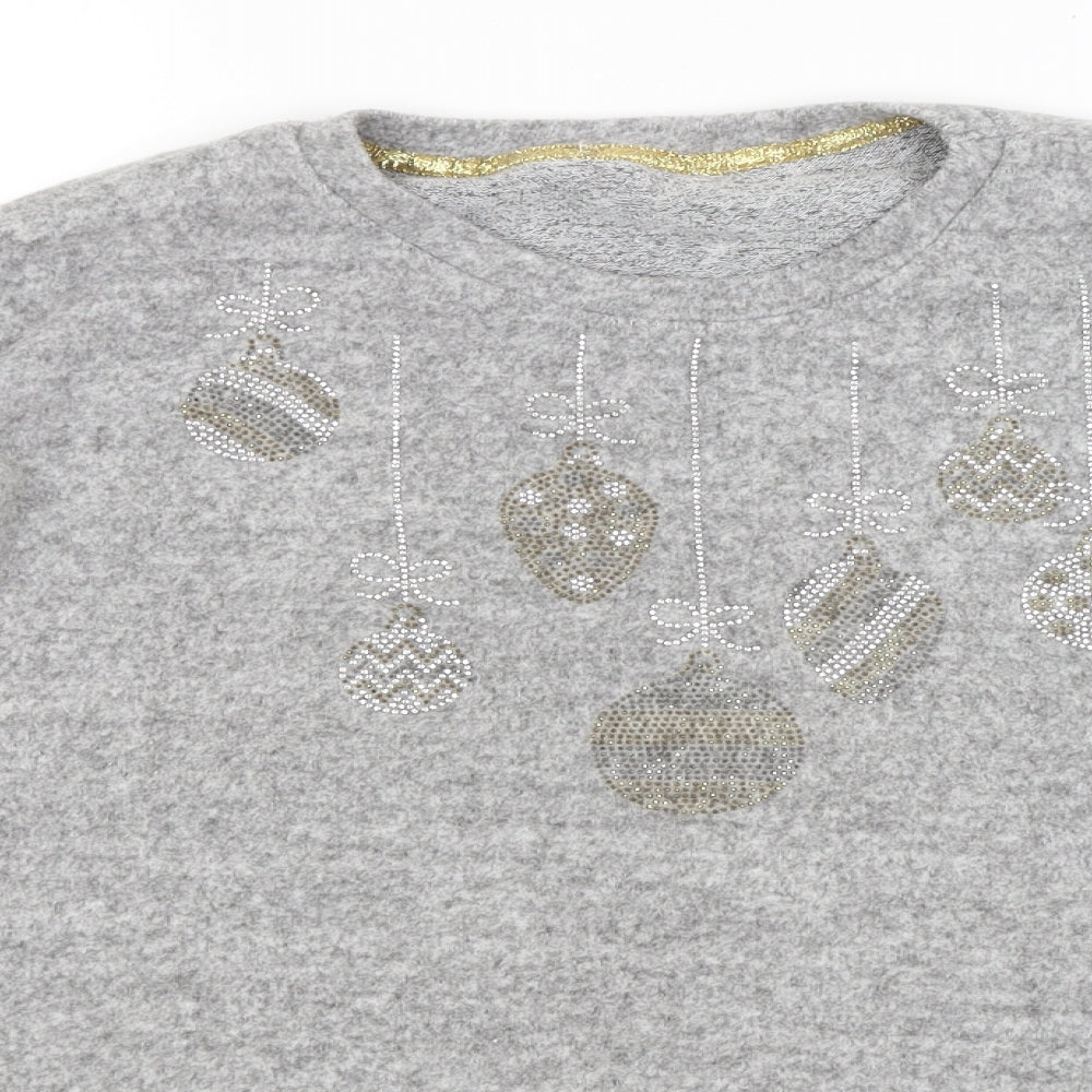 George Womens Grey   Pullover Jumper Size M  - Christmas Baubles