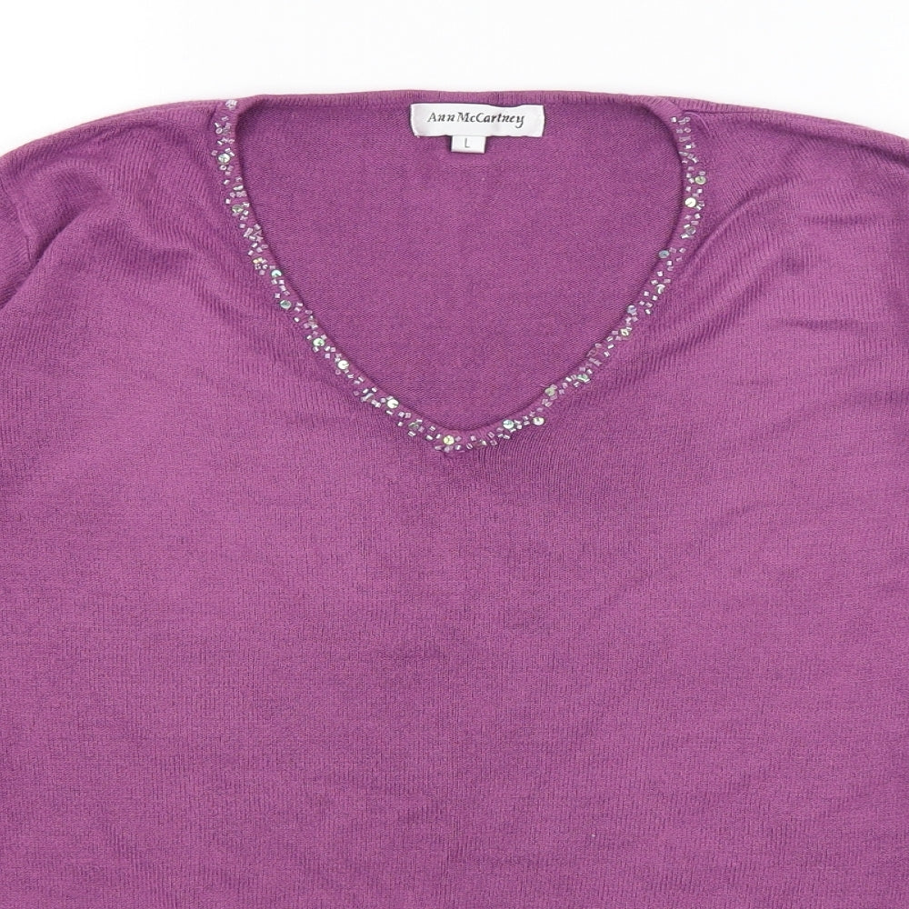 Ann McCartney Womens Purple   Pullover Jumper Size L