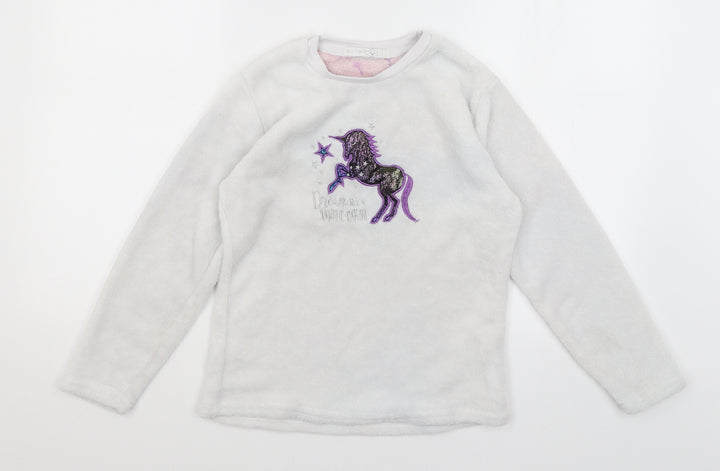 Sweet Dreams Girls White Solid Top Pyjama Top Size 10-11 Years - Dream Like A Unicorn