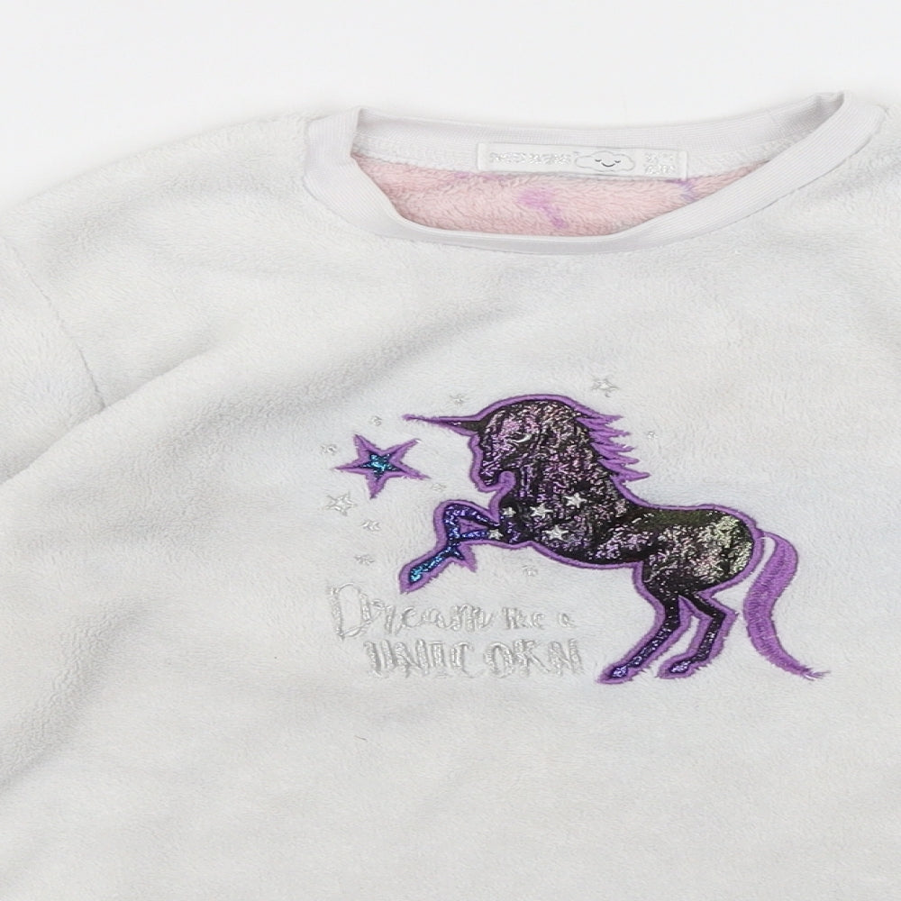 Sweet Dreams Girls White Solid  Top Pyjama Top Size 10-11 Years  - Dream Like A Unicorn