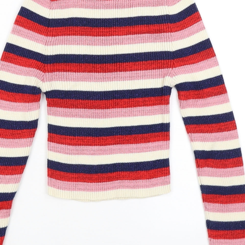 New Look Girls Pink Striped  Basic T-Shirt Size 10-11 Years