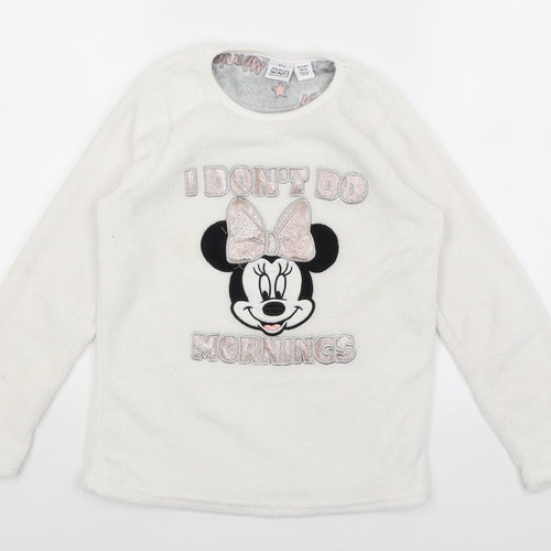 Disney Girls White Solid  Top Pyjama Top Size 10-11 Years  - Minnie Mouse