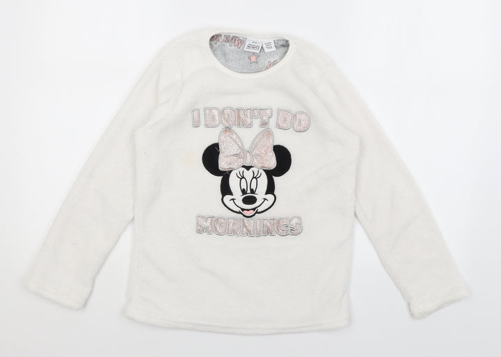 Disney Girls White Solid Top Pyjama Top Size 10-11 Years - Minnie Mouse