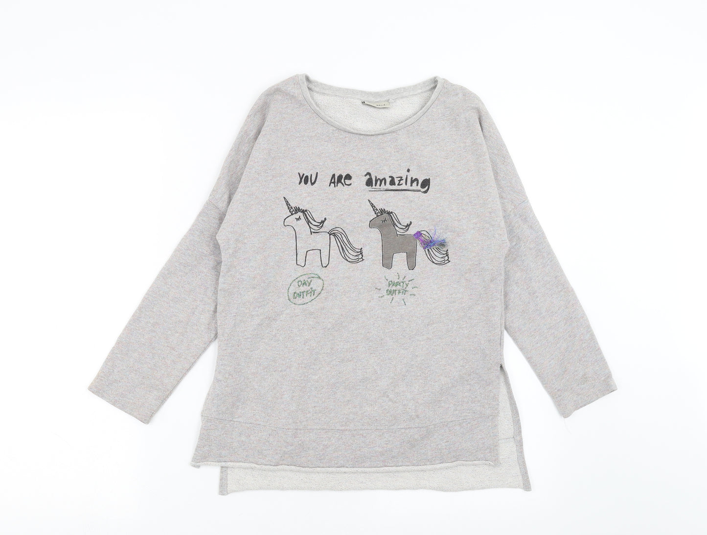 NEXT Girls Grey   Pullover Sweatshirt Size 10 Years  - unicorn