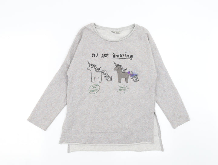 NEXT Girls Grey Pullover Sweatshirt Size 10 Years - unicorn