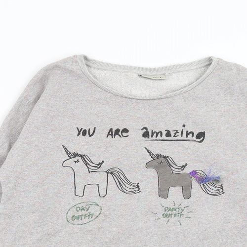 NEXT Girls Grey   Pullover Sweatshirt Size 10 Years  - unicorn