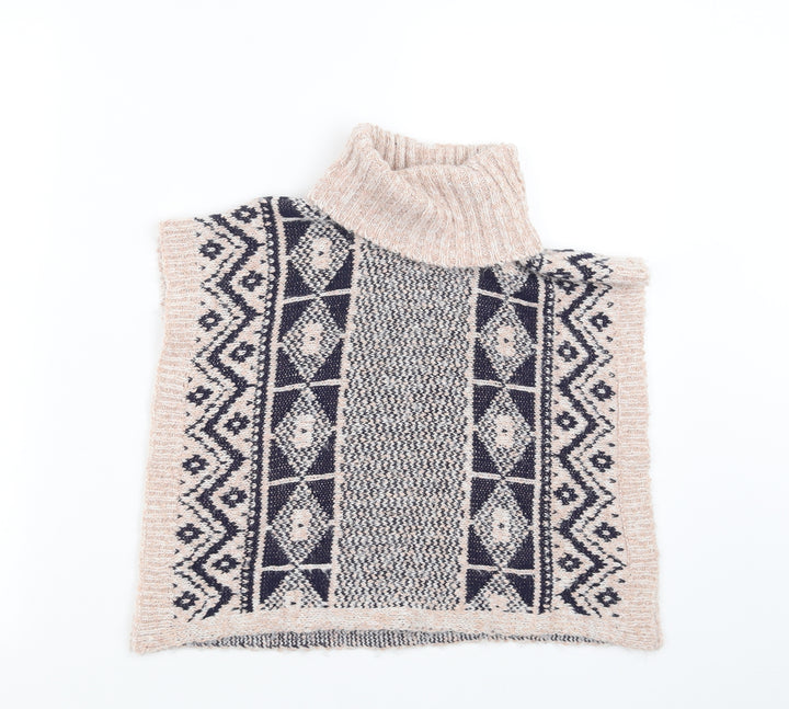 Matalan Girls Pink Geometric Knit Cape Jumper Size 5 Years