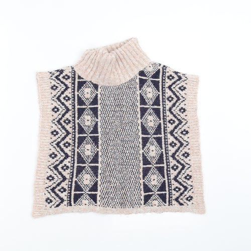Matalan Girls Pink Geometric Knit Cape Jumper Size 5 Years