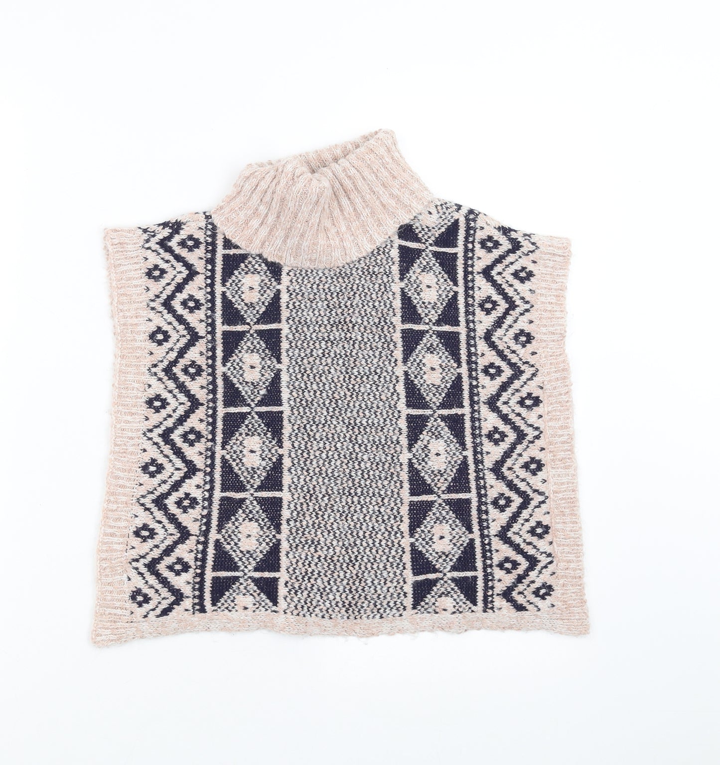 Matalan Girls Pink Geometric Knit Cape Jumper Size 5 Years