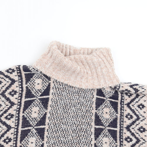 Matalan Girls Pink Geometric Knit Cape Jumper Size 5 Years