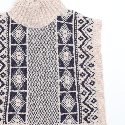 Matalan Girls Pink Geometric Knit Cape Jumper Size 5 Years