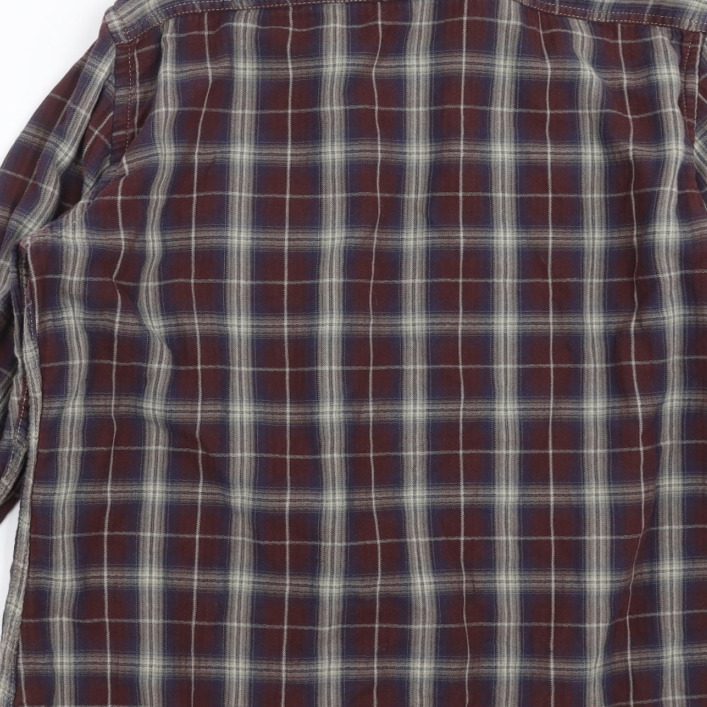 Marks and Spencer Mens Purple Check   Button-Up Size M  - burgundy
