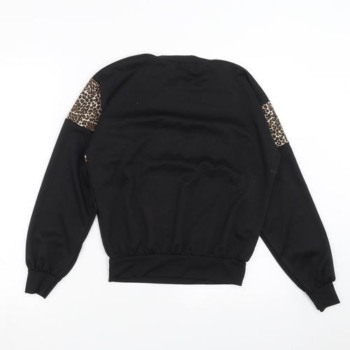 I SAW IT FIRST Womens Black Animal Print  Pullover Sweatshirt Size 10
