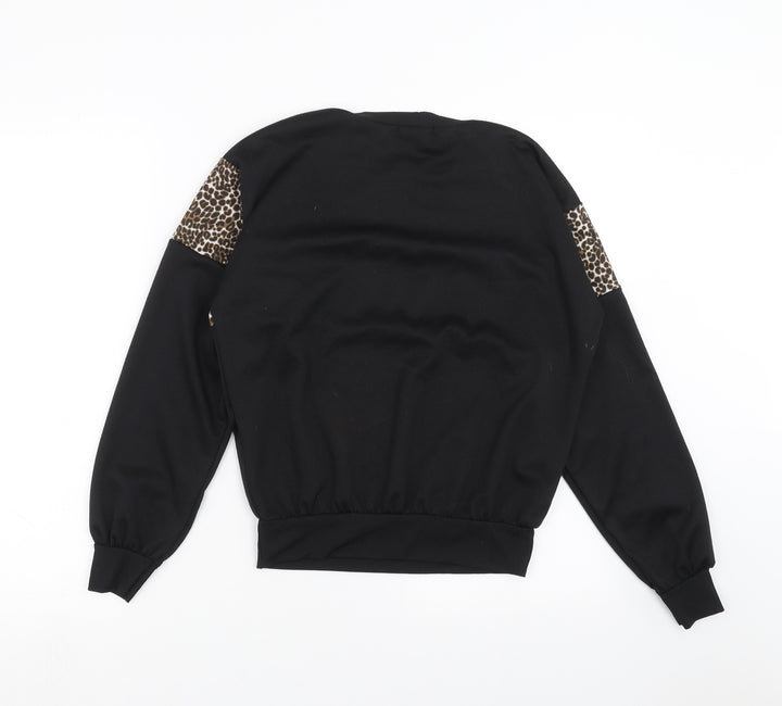 I SAW IT FIRST Womens Black Animal Print  Pullover Sweatshirt Size 10