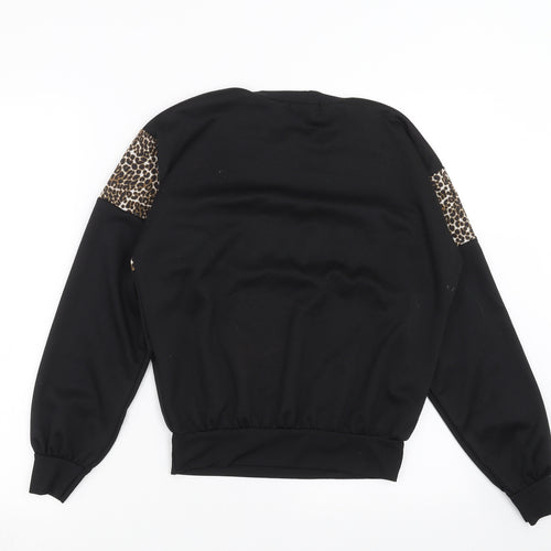 I SAW IT FIRST Womens Black Animal Print  Pullover Sweatshirt Size 10