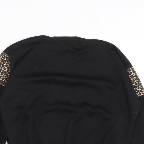 I SAW IT FIRST Womens Black Animal Print  Pullover Sweatshirt Size 10