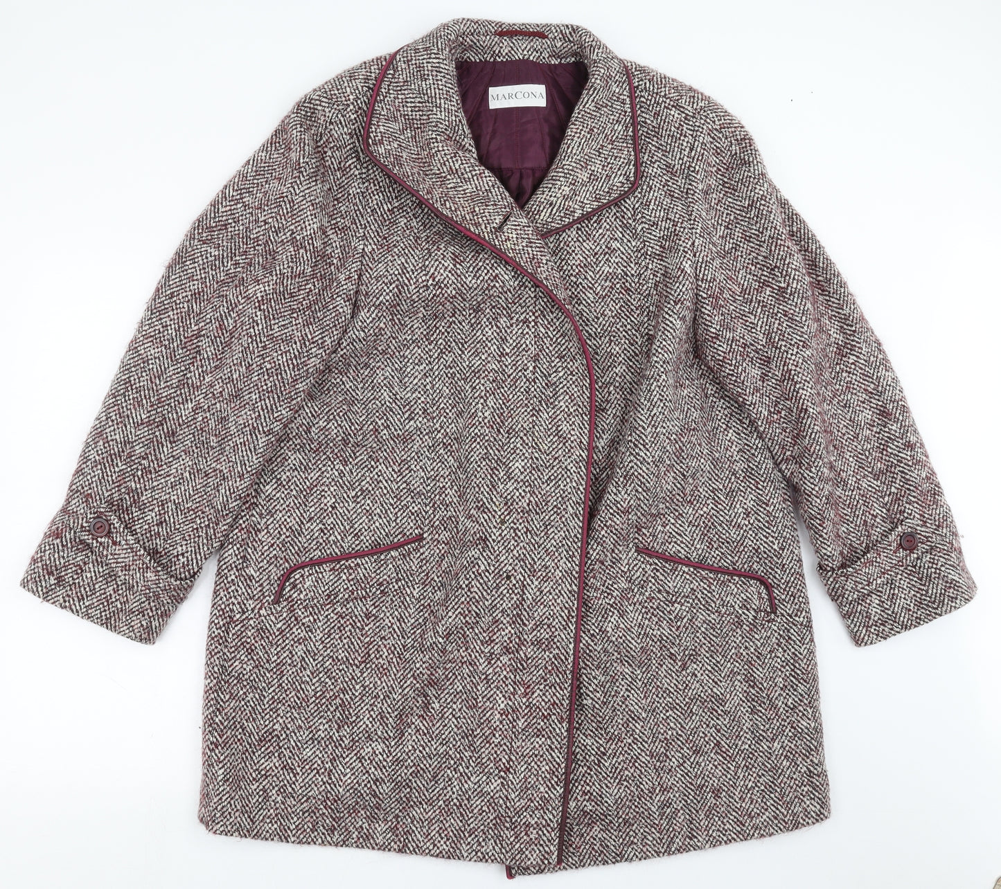 MARCONA Womens Purple Herringbone  Jacket Coat Size 20