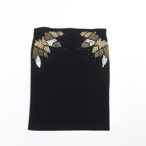 Topshop Womens Black   Straight & Pencil Skirt Size 8  - beaded