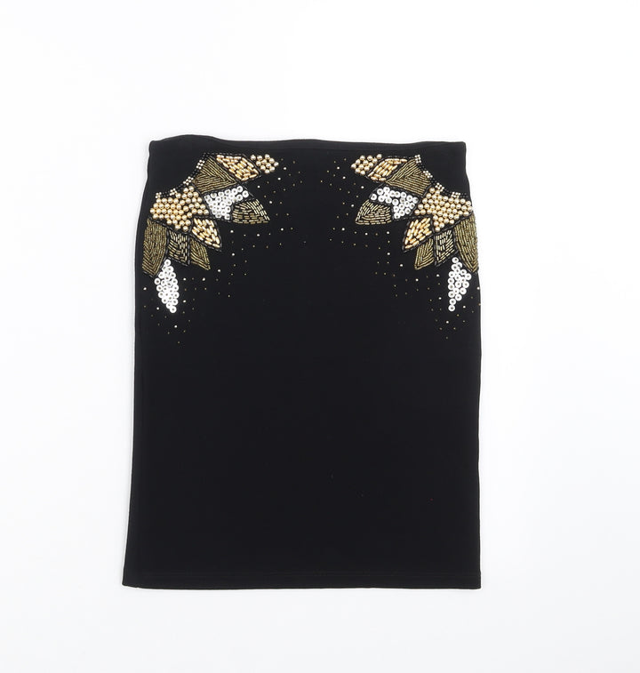 Topshop Womens Black   Straight & Pencil Skirt Size 8  - beaded