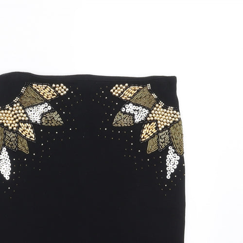 Topshop Womens Black   Straight & Pencil Skirt Size 8  - beaded