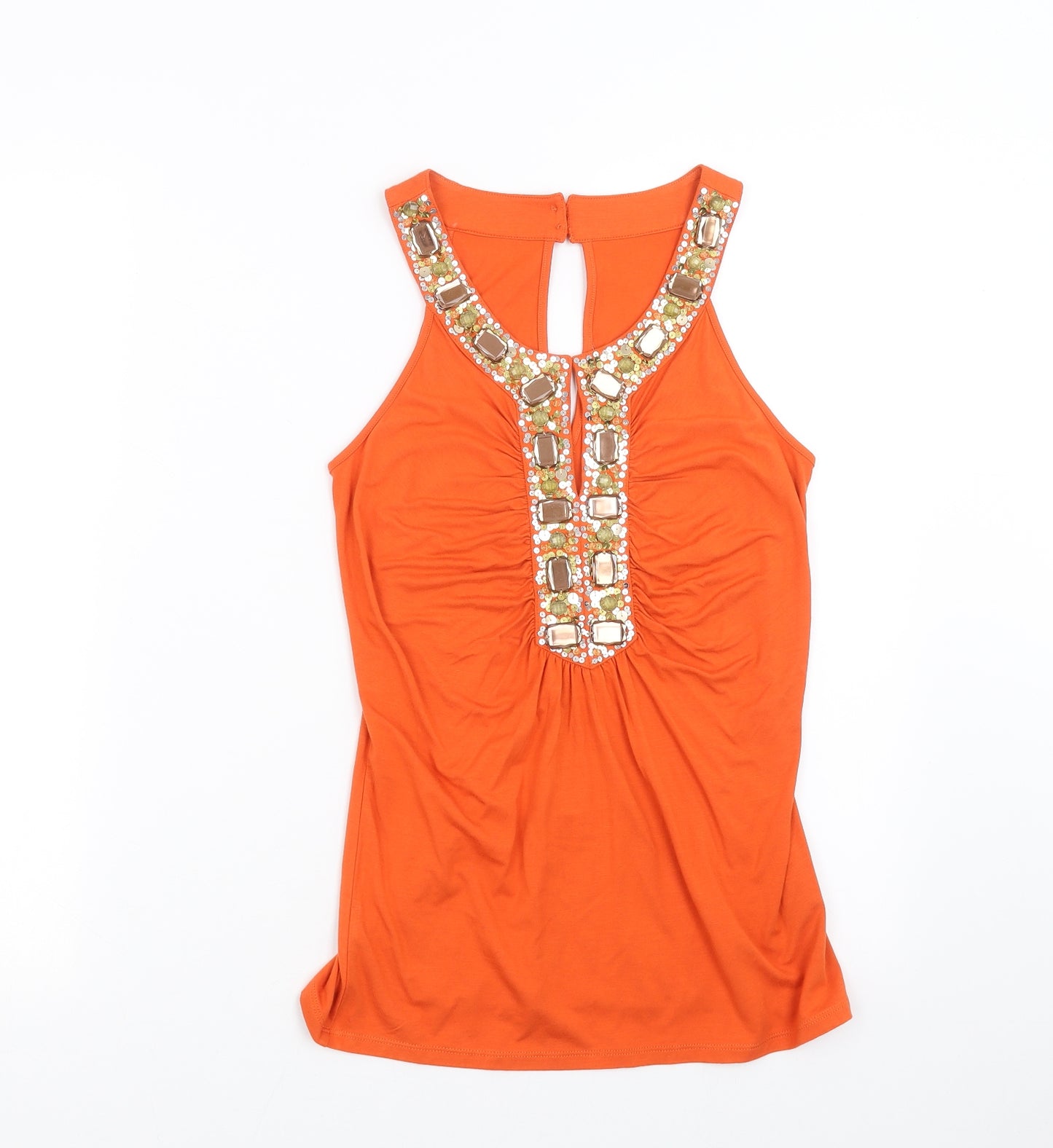 Debenhams Womens Orange   Basic Blouse Size 8  - beaded