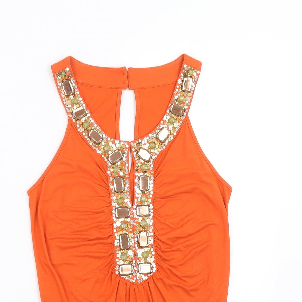 Debenhams Womens Orange   Basic Blouse Size 8  - beaded