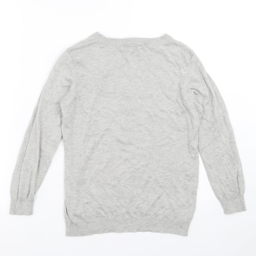 Dorothy Perkins Womens Grey  Knit Pullover Jumper Size 8  - Floral neckline