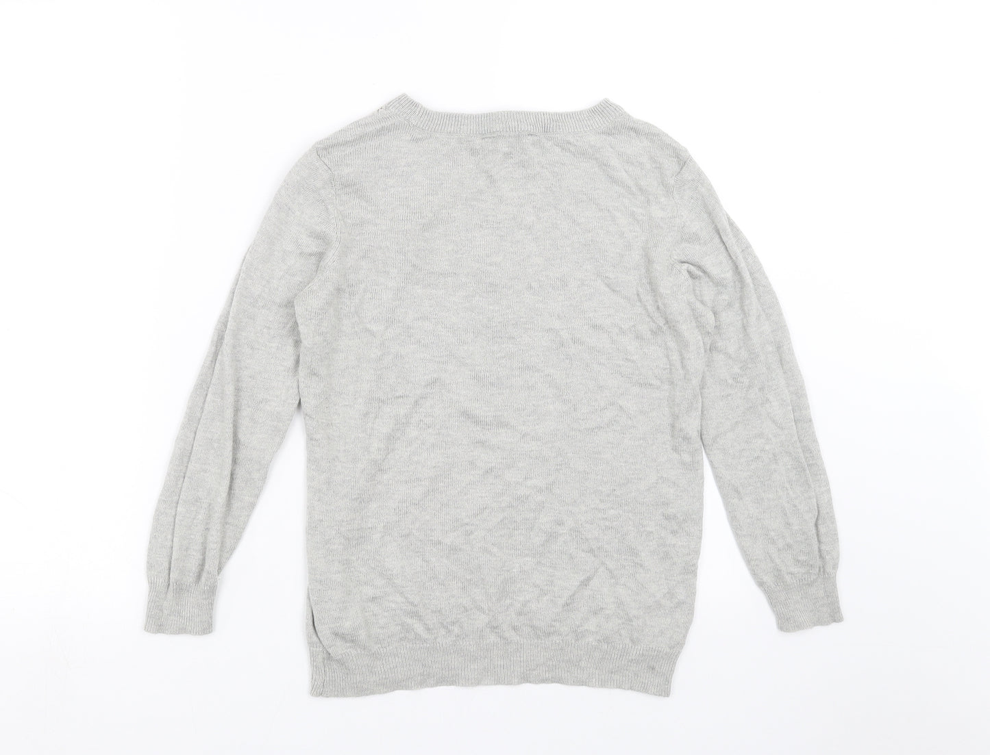 Dorothy Perkins Womens Grey  Knit Pullover Jumper Size 8  - Floral neckline