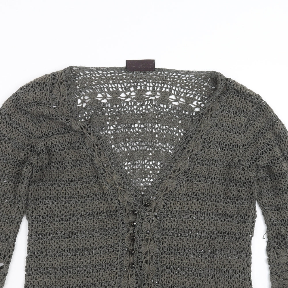Principles Womens Green Striped Knit Cardigan Jumper Size S