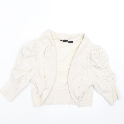 Primark Womens Ivory   Shrug Jumper Size 10  - Ruched Sleeve