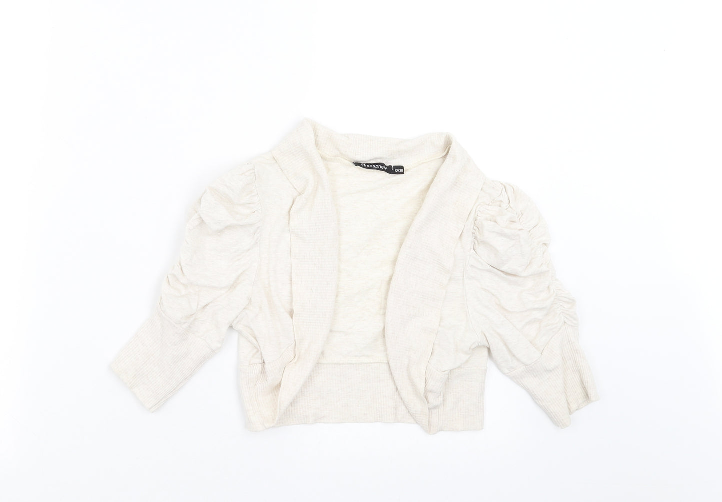 Primark Womens Ivory   Shrug Jumper Size 10  - Ruched Sleeve