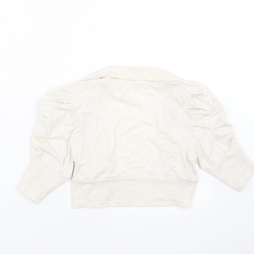 Primark Womens Ivory   Shrug Jumper Size 10  - Ruched Sleeve