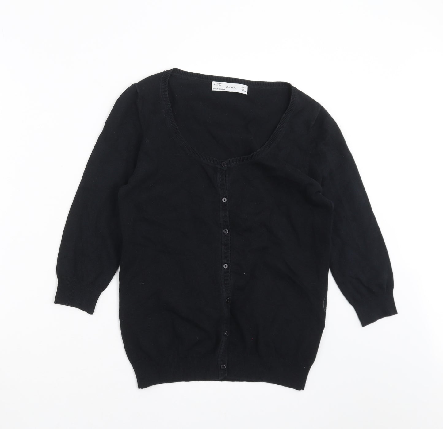 Zara Womens Black  Knit Cardigan Jumper Size L