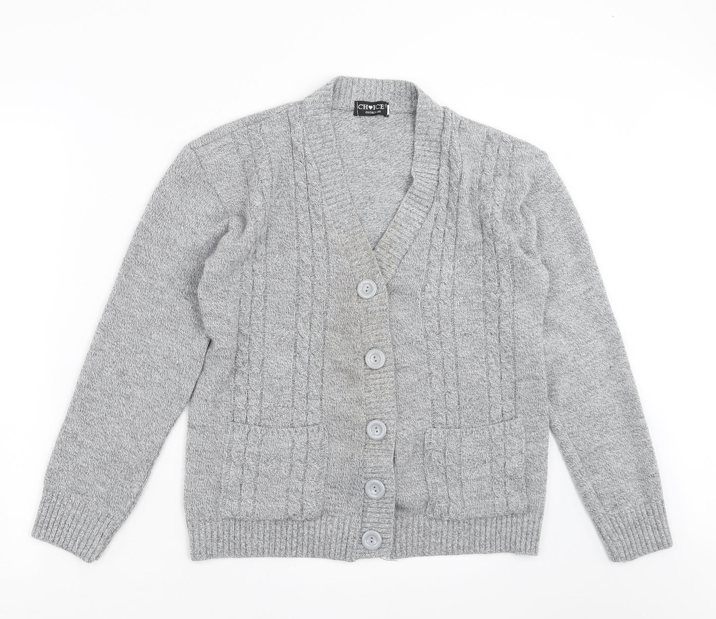 Choice Collection Womens Grey  Knit Cardigan Jumper Size S