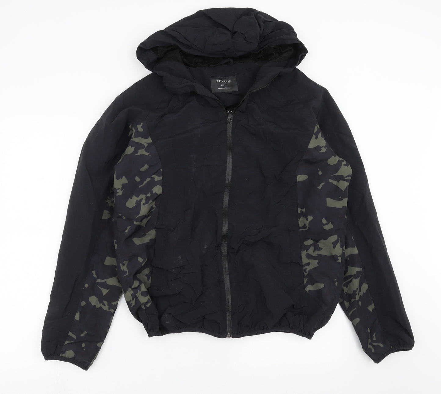 Primark Mens Black Camouflage  Bomber Jacket Jacket Size L