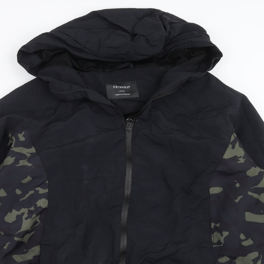 Primark Mens Black Camouflage  Bomber Jacket Jacket Size L