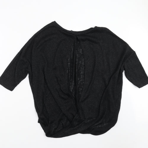 River Island Womens Black  Knit Pullover Jumper Size 12  - open back